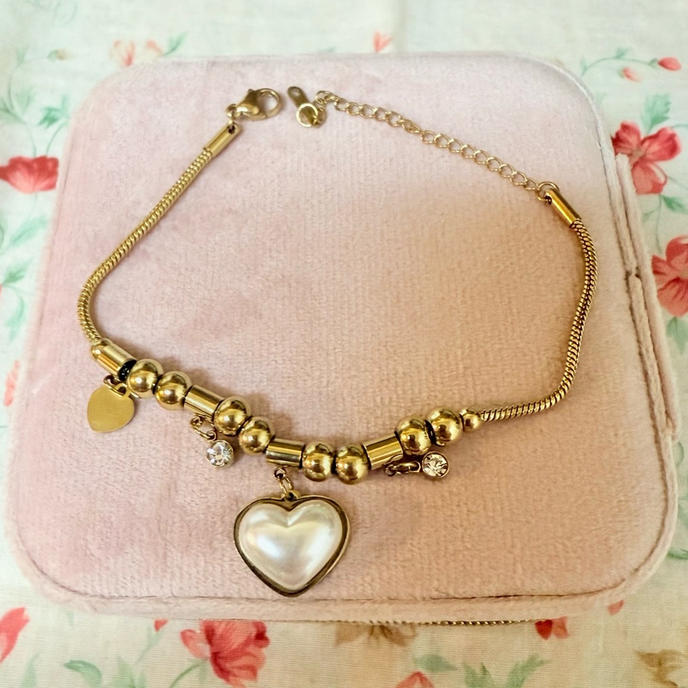 Gold Plated Bracelet with Heart Charm